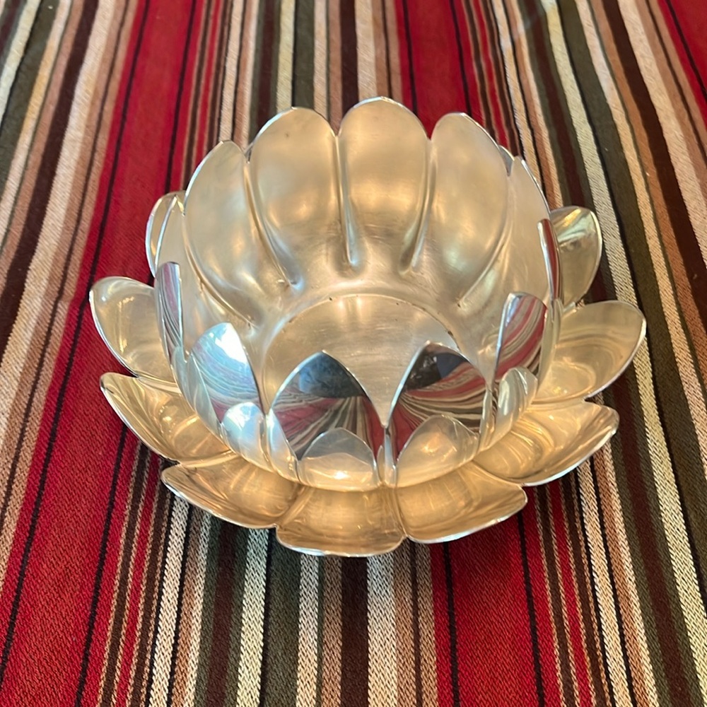 Vintage Reed & Barton Silverplate Lotus Flower frog